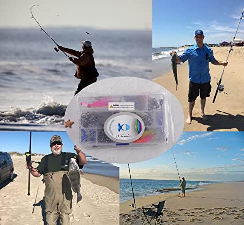 150pcs Saltwater Fishing Gear Surf Fishing Tackle Kit, Various Accessories Include Leaders, Bait Rigs, Spoons, Minnow Lures, Hooks, Swivels Snaps, Jigs, Sinker Weights - Image 7