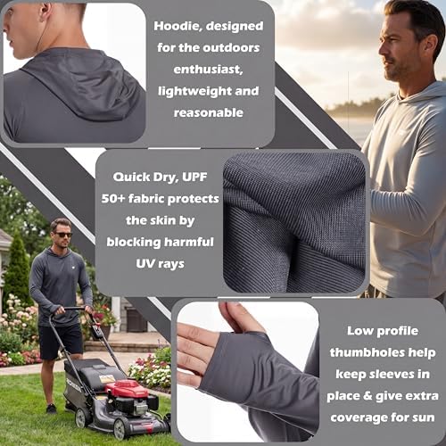 3 Pack Men's UPF 50+ Sun Protection Shirts Fishing Hoodie Long Sleeve - Image 6