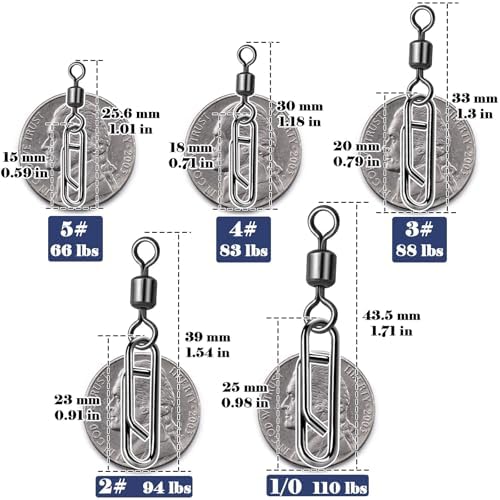 FishTrip 50pcs Fishing Rolling Swivel Power Clips for Rigs Lures - Image 4