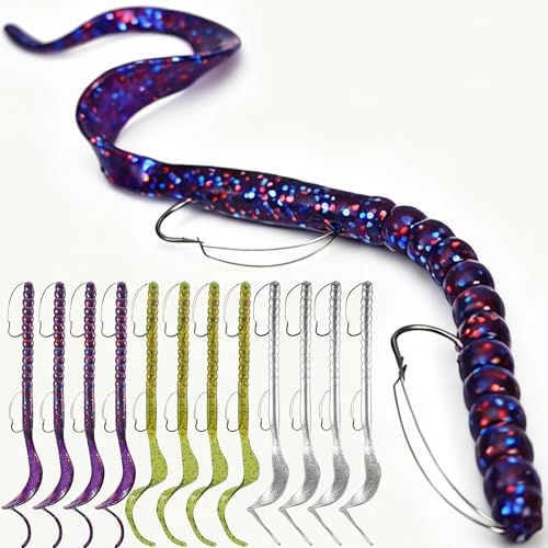 Weedless Fishing Lures Bass Lures, Pre Rigged Worm Swimbaits, 10in by VMSIXVM