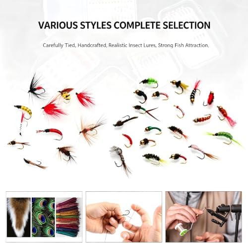 24/32/48/72/96 Fishing Lures Set with Waterproof Fly Box Fly Fishing Flies Assortment Dry Wet Nymphs Streamers & Wooly Buggers Trout Flies for Bass Salmon Fresh Saltwater - Image 3