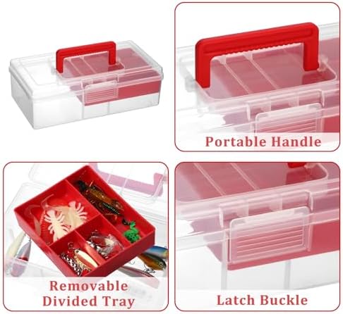 JUXYES Clear Art Craft Supply Storage Bin Sewing Box With Handle Lid - Image 6
