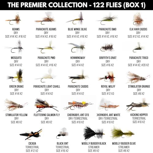 Ventures Fly Co. | 122 Premium Hand Tied Fly Fishing Flies Assortment | Two Fly Boxes Included | Dry, Wet, Nymphs, Streamers, Wooly Buggers, Terrestrials | Trout, Bass Lure Set, Kit, Gift - Image 2
