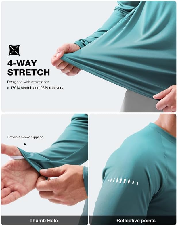 Men's Sun Protection Swim Long Sleeve UPF 50+ Rash Guard Lightweight Shirts - Image 5