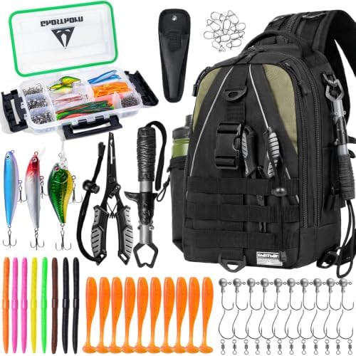 Ghosthorn Fishing Backpack with 3600 Tackle Box Fishing Gear Set Tackle Bag by Ghosthorn