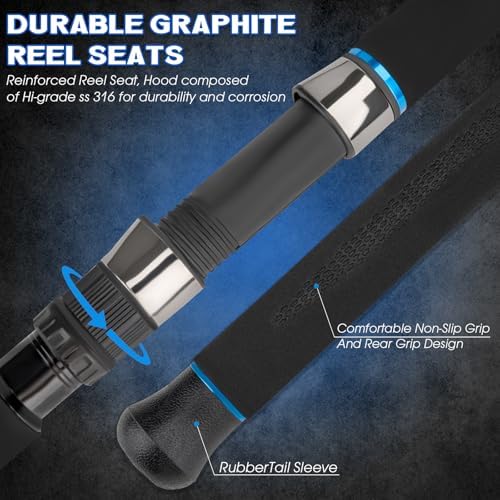 THKFISH 4 Piece/5 Piece Saltwater Travel Rod, Heavy Spinning Fishing Rod Portable Travel Surf Rod Carbon Fiber Saltwater Boat Fishing Rod 6’9”/7’9”/8’9” with Case Bag for Seawater Fish - Image 3