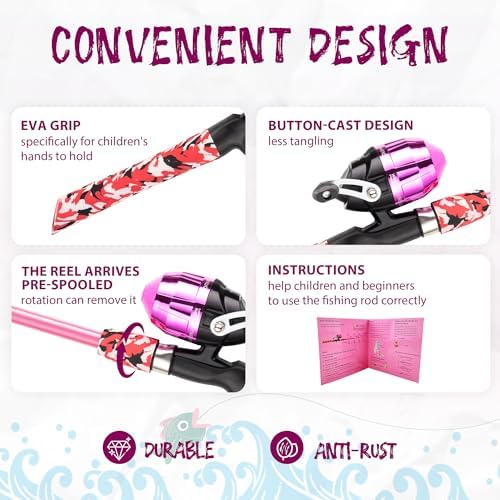 WIDDEN Kids Fishing Pole with Reel Beginner Kit for Boys Girls Ages 3-12 - Image 4