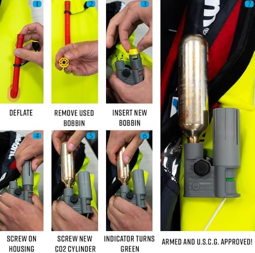 BLUESTORM CO2 Re-Arm Kit 33 Gram Cylinder Cartridge Compatible with Stratus 35 USCG Automatic Life Jacket Personal Flotation Device - Image 2