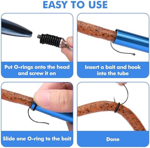 TRUSCEND Gradient Fishing Wacky Rig Tool with Silicone O Rings 210Pcs for 3"-4" and 5"-7" Fishing Worm Lures, Ultra-Smooth Downriggers Tube for Easy Installation and Great Protection of Stick Bait - Image 2