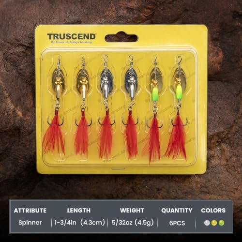TRUSCEND Swim or Jig Fishing Spinner Baits for Freshwater and Saltwater, Rooster Tail Fishing Lures for Trout Bass Walleye Crappie Salmon Pike, Blade Bait with Copper Blade - Image 6