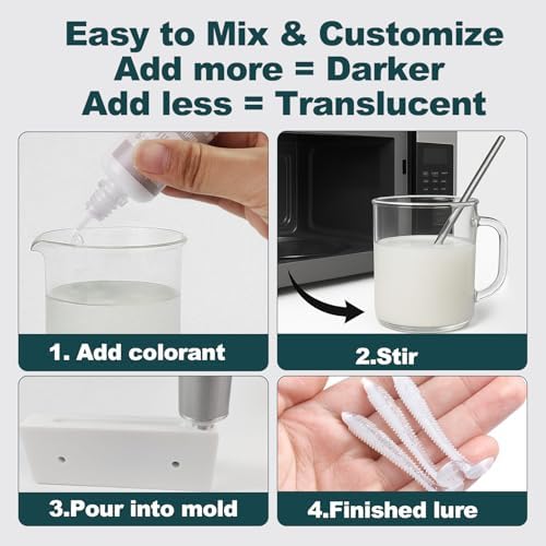Eupheng Plastisol Colorant Set for Making Soft Plastic Fishing Lures, 6 Colors - Image 3