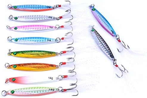 Aorace 10pcs Hard Metal Jigs Diving Sea Fishing Lures Minnow Popper Baits Tackle Crankbait Saltwater Freshwater Lures with Feather - Image 3
