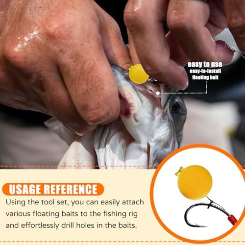 YOTO Carp Fishing Tool Kit & Equipment - Professional Baiting Rig Tools Set with Hook Needles, Bait Drill and 2 Boilie Stoppers - Multiple Styles: Standard, Silicone Grip & Night Glow - Image 6