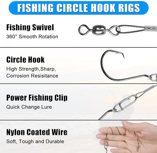 Catfish Rig, Demon Dragon Rattling Line Float Lure with Steel Leaders Circle Hooks Rigs, Bank Fishing Spook Rattle Float Santee Rig Catfishing Tackle - Image 5
