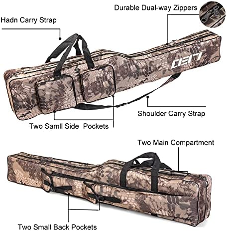 LEOFISHING Fishing Tackle Storage Bag - 130cm/4.27ft Portable Rod & Reel Organizer - Two Layer Durable Oxford Large Capacity Travel Fishing Cover Bag - 5 Colors - Image 4