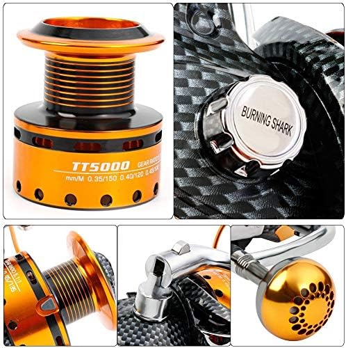 Burning Shark Fishing Reels- 12+1 BB, Light and Smooth Spinning Reels, Powerful Carbon Fiber Drag, Saltwater and Freshwater Fishing - Image 5