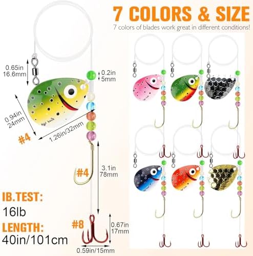 Dovesun Walleye Rigs 16lb Walleye Spinner Rig Crawler Harness - Image 5
