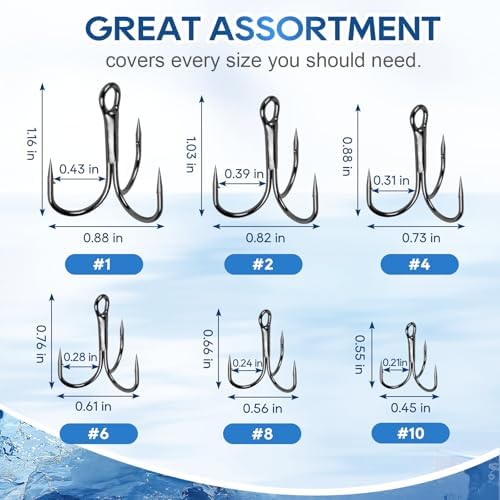 UCEC Fishing Hooks Treble Hooks for Trout Saltwater Freshwater Fish Hook - Image 3