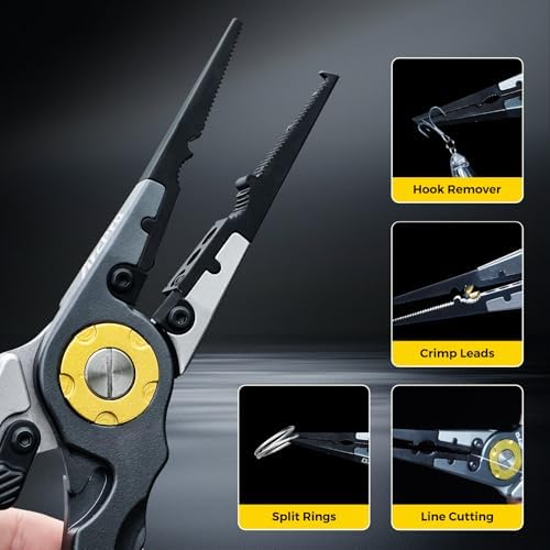 6061 Aluminum Fishing Pliers for Saltwater, Corrosion Resistant Split Ring Pliers with Sheath and Lanyard, Fish Hook Remover Tool and Line Cutter - Image 5