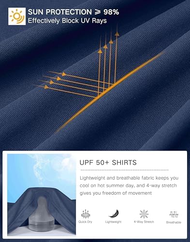 Pudolla Men's Sun Protection Hoodie Shirts UPF 50+ Fishing Hiking Shirt - Image 6