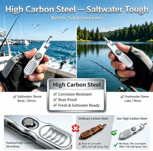 SHIAWASENA Portable Fishing Line Cutter with Retractors, Hook Eye Cleaner and Knot Tying Tool, Stainless Steel Braided Line Scissors Clippers for Mono, Fluoro Lines - Image 3
