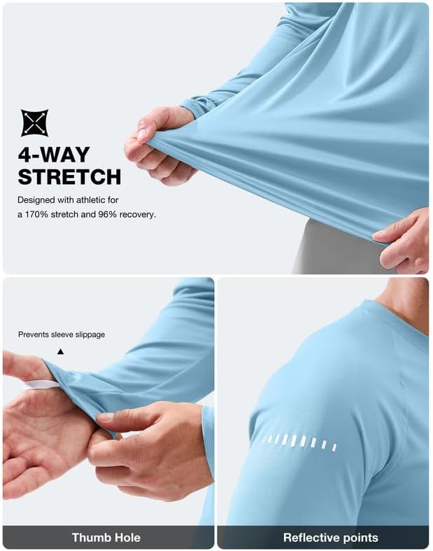 Men's Sun Protection Swim Long Sleeve UPF 50+ Rash Guard Lightweight Shirts - Image 6