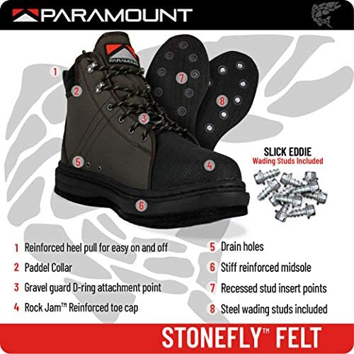 Paramount Outdoors Stonefly Cleated and Felt Sole Wading Shoe Fly Fishing Boot for Men - Image 5