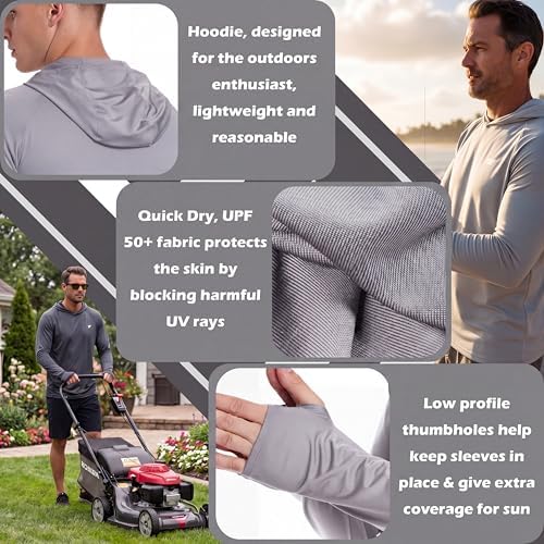 3 Pack Men's UPF 50+ Sun Protection Shirts Fishing Hoodie Long Sleeve - Image 6
