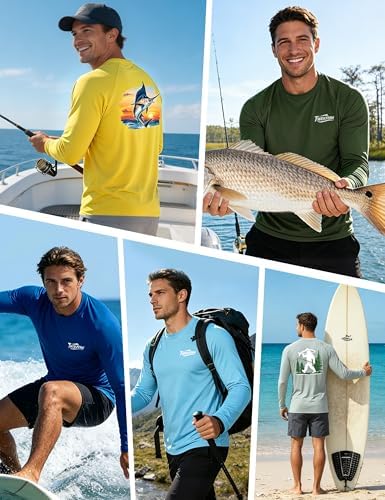 Men's UPF 50+ Sun Fishing Shirt, Long Sleeve UV Protection Tee, Quick Dry Rash Guard for Outdoor Swim Hiking - Image 6