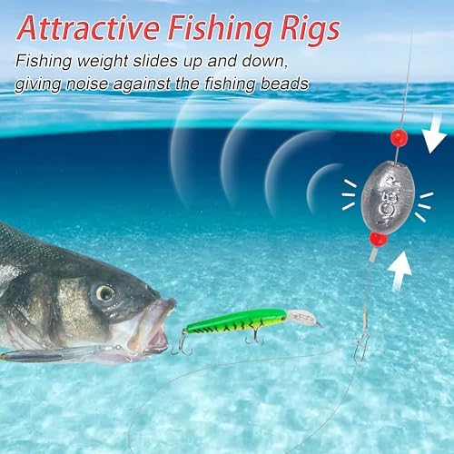 Egg Sinkers Fishing Weight Rigs, 8pcs Stainless Steel Wire Leader Rigs with Sinker Weights Carolina Rig for Flounder Catfish Saltwater Fishing 1/2oz-2oz - Image 4