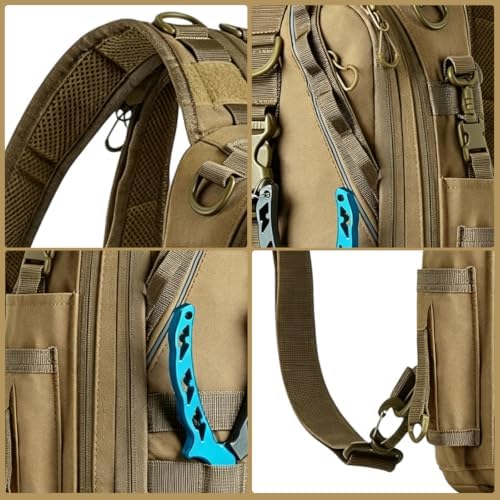 Fishing Hiking Rucksack with Rod & Gear Holder – Compact Tackle Bag (Khaki) - Image 6