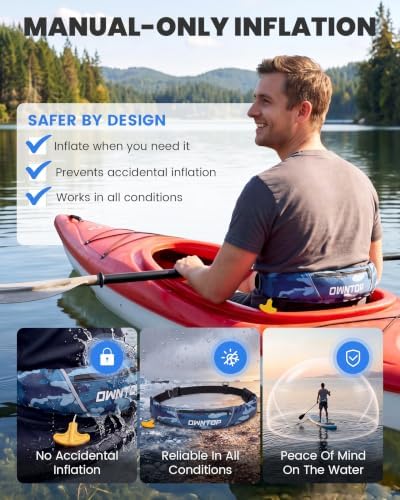 Owntop Manual Inflatable Belt Pack, Adults Swim Jacket with Blowpipe & Whistle, 24g CO2 Cylinder Included, Low Profile for Kayaking, Fishing, Paddle Sports - Image 5