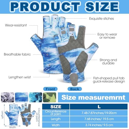 4 Pairs Fingerless Gloves Fishing Gloves, UPF 50+ Breathable, Quick-Drying Sun Protection for Men & Women Anti-Slip for Fishing, Cycling - Image 2