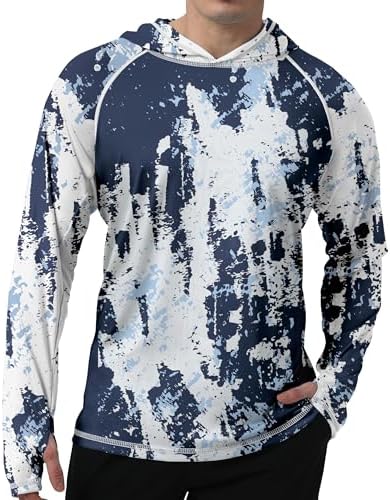 Men's UPF 50+ Sun Protection Hoodie, Long Sleeve Fishing Shirt by WELIGU