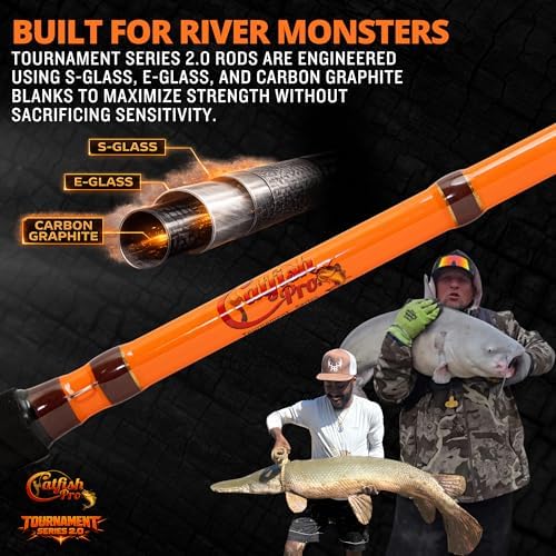 Catfish Pro Tournament Series 2.0 Glow Rod 7'6" One-Piece Spinning or Casting, M, MH, H Action, Sun-Activated Glow-in-the-Dark Rod, Anti-Slip Super Grip Handle, Stainless Steel Guides - Image 4