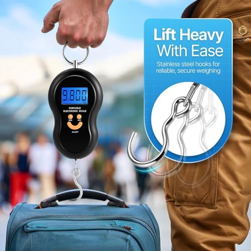 Flexzion Digital Fish Scale & Luggage Weight Scale with Hook, 110 lb/50 kg - Image 3