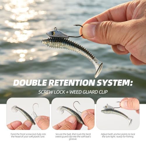 Micro Jig Heads, 10PCS Ultralight Hooks with 3D Fish Eyes for Crappie, Trout, Panfish, Bass and Soft Plastic Baits - Image 3
