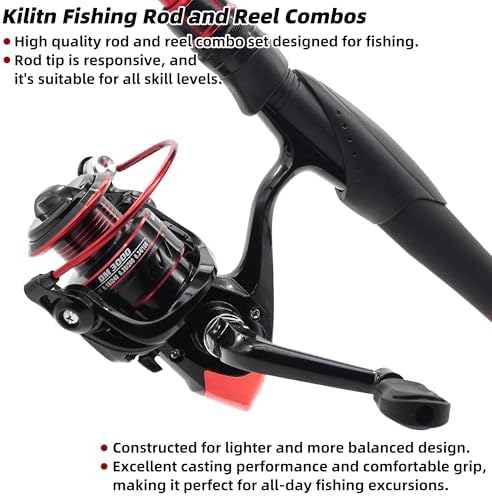 Kilitn Fishing Rod and Reel Combo, Baitcasting Combo Baitcast Reel 5 Foot Durable Fiberglass Telescopic Rod with Fishing Line Full Kits Comfortable Handle - Image 2