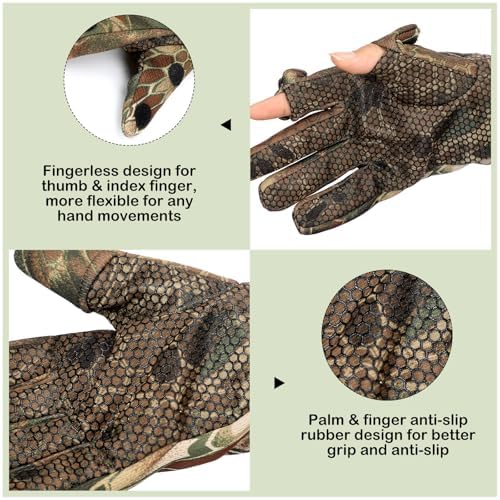 Geyoga 2 Pcs Men's Hunting Winter Gloves Camo Face Mask for Cold Weather - Image 4