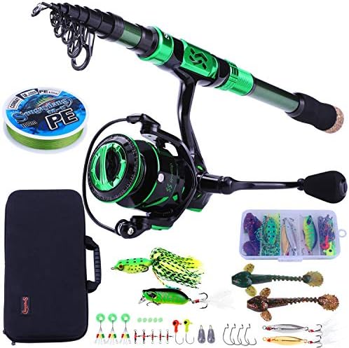 Sougayilang Fishing Rod and Reel Set Carbon Fiber Telescopic Fishing Rod 12+1BB Spinning Reel with Carry Case for Saltwater Freshwater by Sougayilang