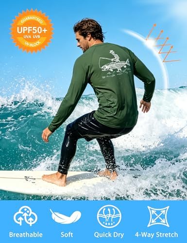 Men's UPF 50+ Sun Fishing Shirt, Long Sleeve UV Protection Tee, Quick Dry Rash Guard for Outdoor Swim Hiking - Image 4