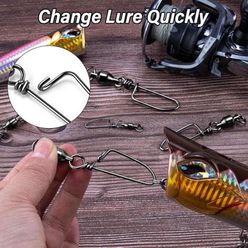 Alwonder 20-Pack Ball Bearing Swivels with Snaps, Fishing Snap Swivels Fishing Tackle Saltwater Freshwater Coastlock Snaps Barrel Swivel Leader Connector Downrigger Planer Release Clips - Image 5