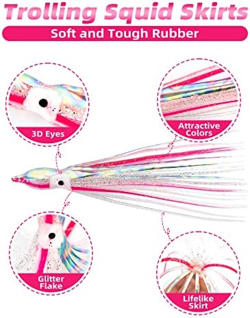 BLUEWING Trolling Squid Skirts Fishing Saltwater 2,3,5,8,12 Inch Octopus Lures 1pcs/5pcs - Image 2