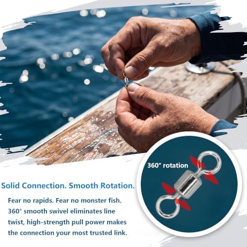 Fishing Barrel Swivels Kit, 300pcs Stainless Steel Rolling Bearing Snap Connector for Saltwater Freshwater Fishing#2#3#4#5#6#7 - Image 7