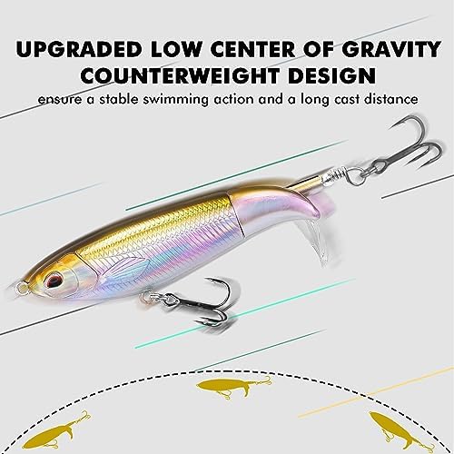 TRUSCEND Top Water Fishing Lures with BKK Hooks, Easy Catch Plopper Lure for Freshwater or Saltwater, Floating Lures for Bass, Pike, Catfish, Surface Wobble PoPobait Bass Baits Fishing Gifts for Men - Image 5