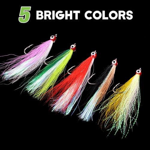 Clouser Minnow Fishing Flies Streamer Fly Fishing Lure Saltwater Striped Bass Flies Fishing Bucktail Teaser Hook Lures for Flounder Saltwater Freshwater Fishing - Image 4