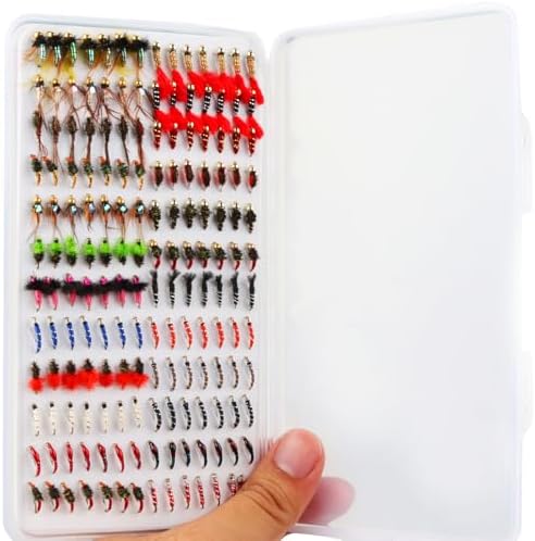Nymphs for Fly Fishing Flies 168pcs Kit Accessories Lures Trout with Fly Box by FAISOX