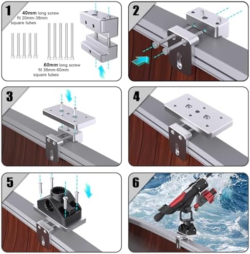 Combo Mount Fishing Rod Holders - 360 Degree Adjustable Boat Rod Rack - Image 5