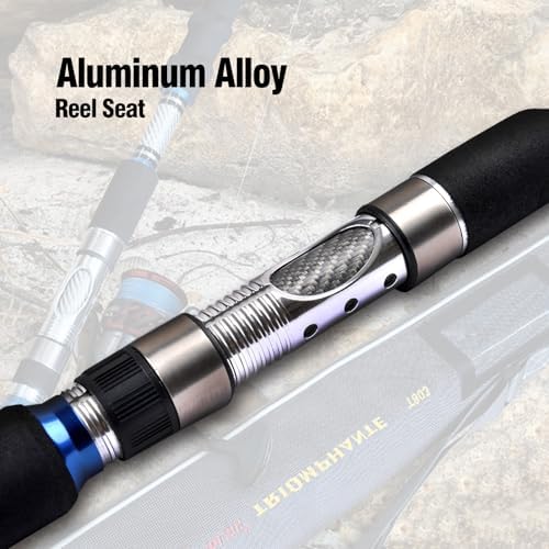 Fiblink 3-Piece Spinning Rod Heavy Spinning Fishing Rod Portable Fishing Rod Graphite Spin Rod (30-50 Pound Test) - Image 3