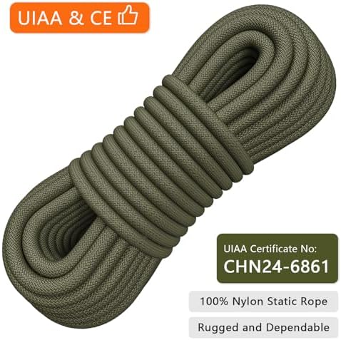X XBEN Outdoor Climbing Rope 10M(32ft) 20M(64ft) 30M(96ft) 50M(160ft) 70M(230ft) 152M(500FT) 352M(1000FT) Static Rock Climbing Rope for Escape Rope Ice Climbing Equipment Fire Rescue Parachute - Image 2